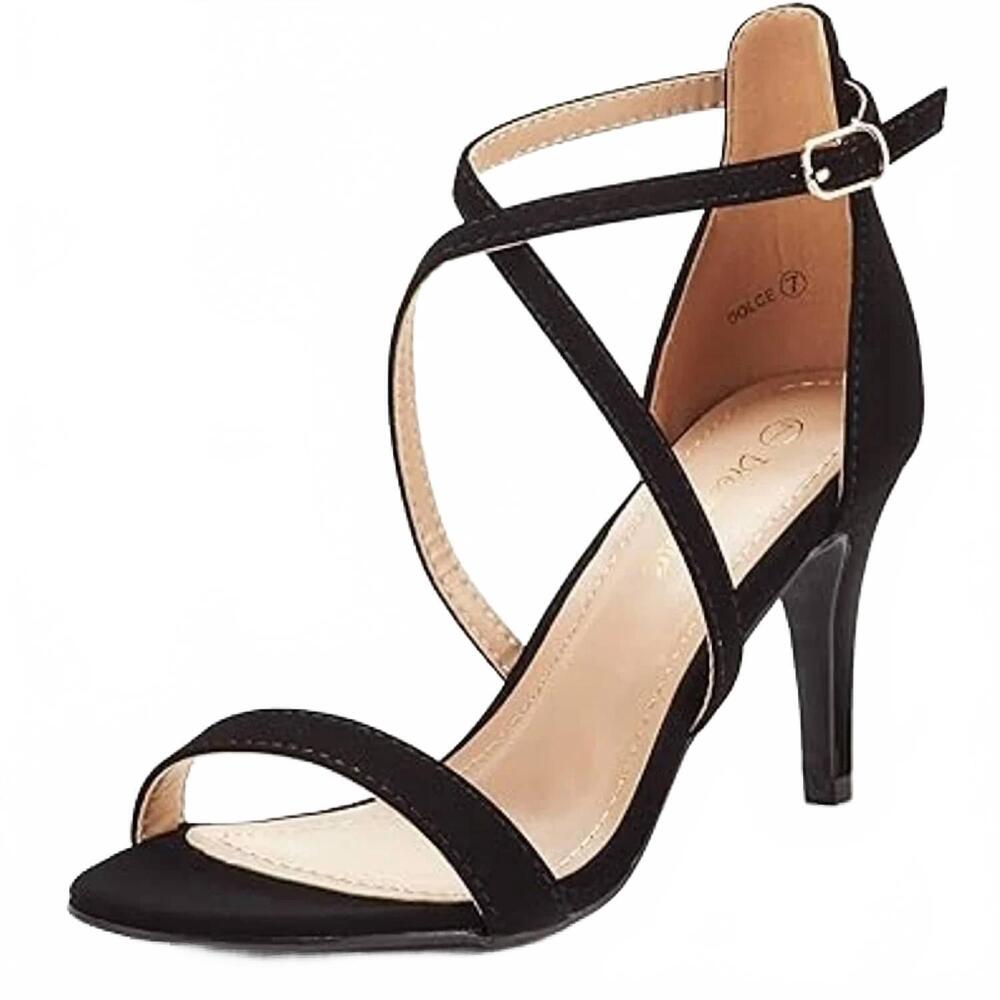 NEW DREAM PAIRS women's open toe heeled sandals in black